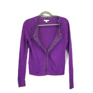 New York & Company‎ Purple Cardigan Snakeskin Trim